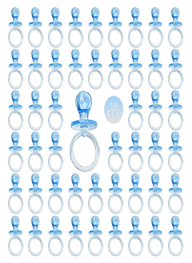 ZYFLSQ 50 Pieces 2.75 Inch Baby Pacifier Baby Shower Plastic Pacifier for Baby Shower Pacifier, Baby Shower Gender Show Party Decoration DIY Baby Shower Birthday Party Gift (Blue) - Image 1
